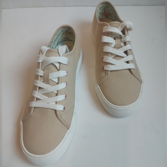 Vionic Oasis Semolina Canvas Lace Up Slip On Sneakers Beige White Shoes Slip On - Picture 12 of 16